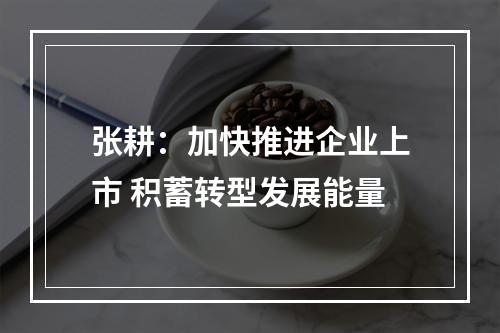 张耕：加快推进企业上市 积蓄转型发展能量