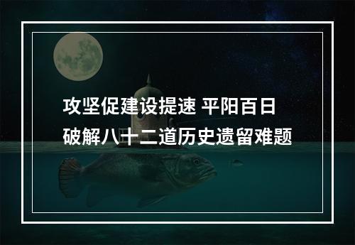 攻坚促建设提速 平阳百日破解八十二道历史遗留难题