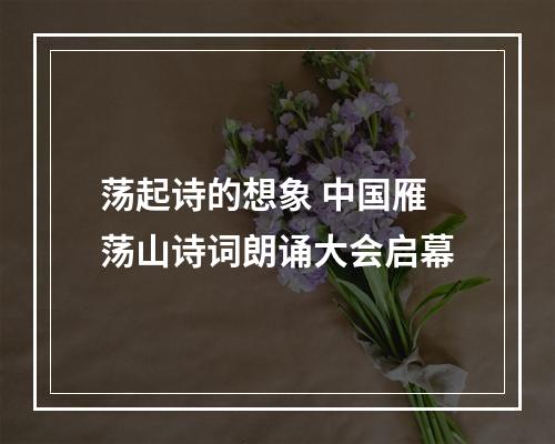 荡起诗的想象 中国雁荡山诗词朗诵大会启幕
