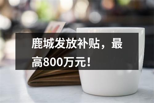 鹿城发放补贴，最高800万元！