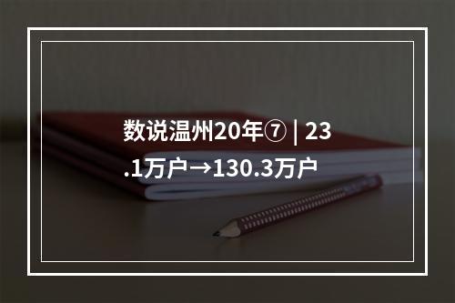 数说温州20年⑦ | 23.1万户→130.3万户