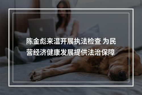 陈金彪来温开展执法检查 为民营经济健康发展提供法治保障
