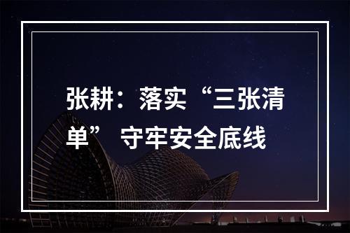 张耕：落实“三张清单” 守牢安全底线