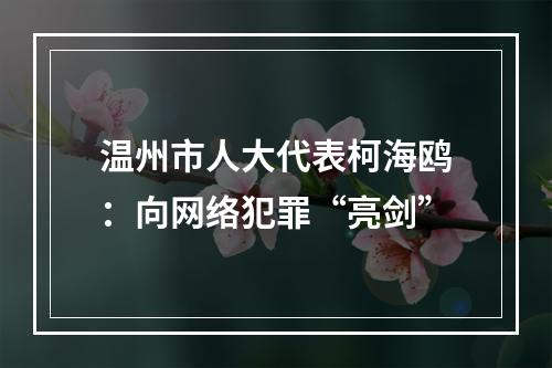 温州市人大代表柯海鸥：向网络犯罪“亮剑”