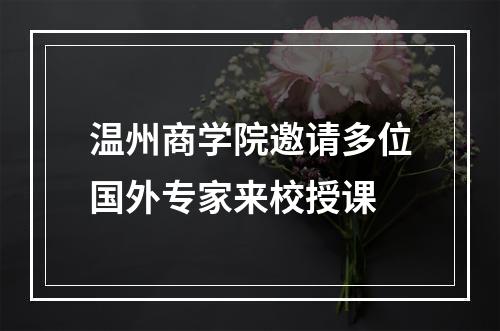 温州商学院邀请多位国外专家来校授课