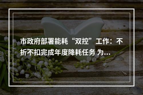 市政府部署能耗“双控”工作：不折不扣完成年度降耗任务 为高质量发展腾空间增动能