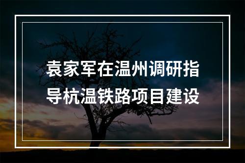 袁家军在温州调研指导杭温铁路项目建设