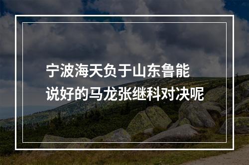 宁波海天负于山东鲁能 说好的马龙张继科对决呢