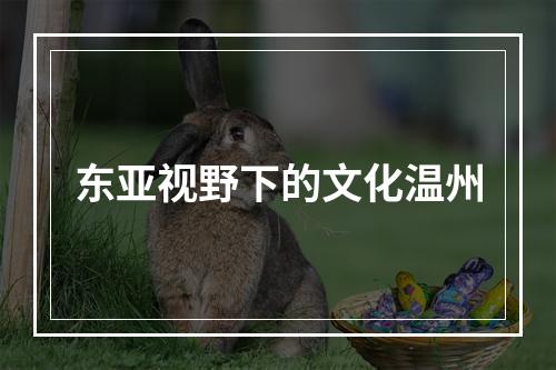 东亚视野下的文化温州