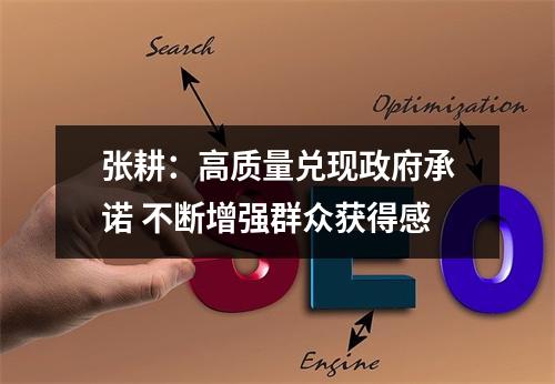 张耕：高质量兑现政府承诺 不断增强群众获得感