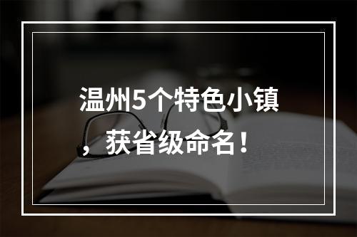 温州5个特色小镇，获省级命名！