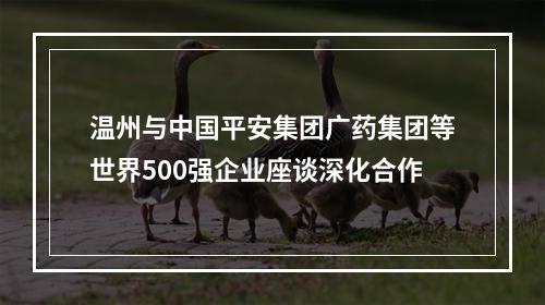 温州与中国平安集团广药集团等世界500强企业座谈深化合作
