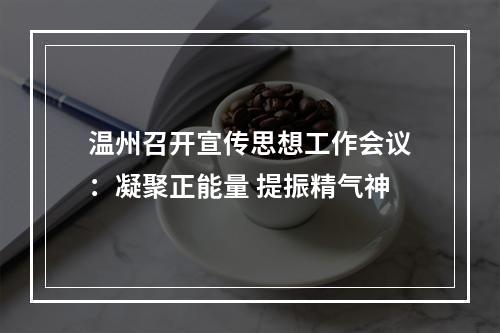 温州召开宣传思想工作会议：凝聚正能量 提振精气神