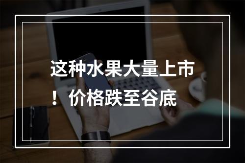 这种水果大量上市！价格跌至谷底