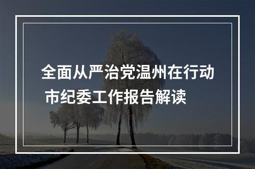 全面从严治党温州在行动 市纪委工作报告解读