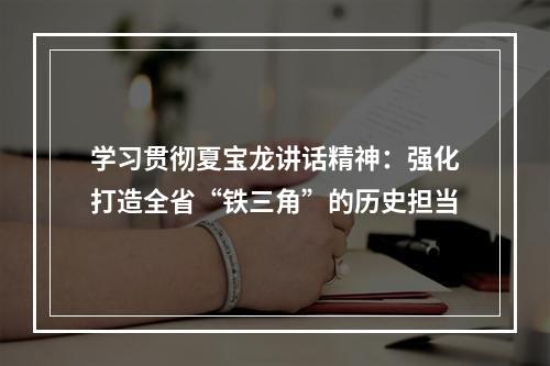 学习贯彻夏宝龙讲话精神：强化打造全省“铁三角”的历史担当