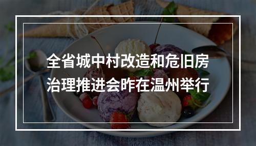 全省城中村改造和危旧房治理推进会昨在温州举行