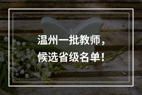 温州一批教师，候选省级名单！