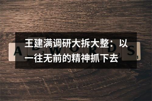 王建满调研大拆大整：以一往无前的精神抓下去