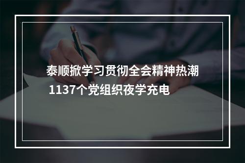 泰顺掀学习贯彻全会精神热潮 1137个党组织夜学充电