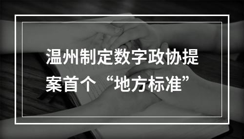 温州制定数字政协提案首个“地方标准”