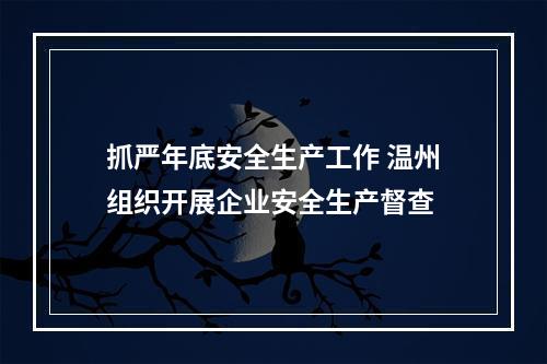 抓严年底安全生产工作 温州组织开展企业安全生产督查