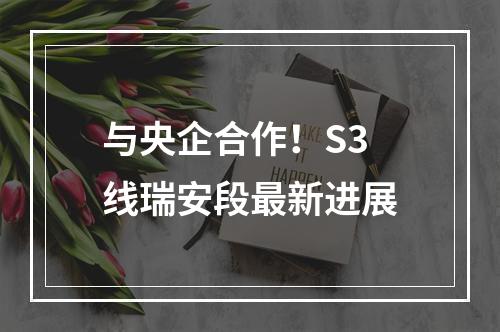 与央企合作！S3线瑞安段最新进展