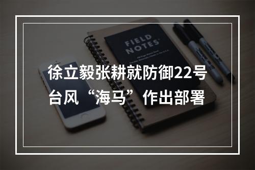 徐立毅张耕就防御22号台风“海马”作出部署