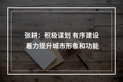 张耕：积极谋划 有序建设 着力提升城市形象和功能