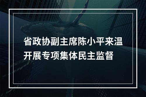 省政协副主席陈小平来温开展专项集体民主监督