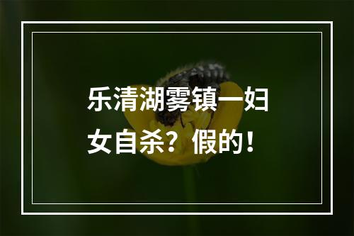 乐清湖雾镇一妇女自杀？假的！