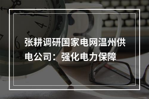 张耕调研国家电网温州供电公司：强化电力保障