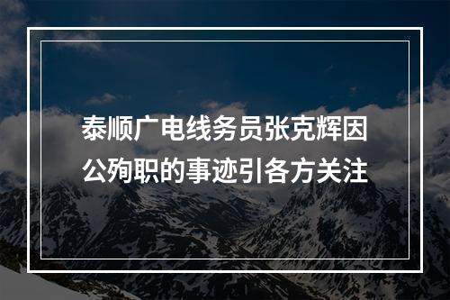泰顺广电线务员张克辉因公殉职的事迹引各方关注