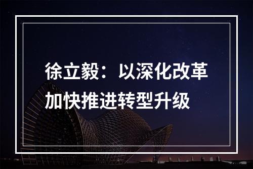 徐立毅：以深化改革加快推进转型升级