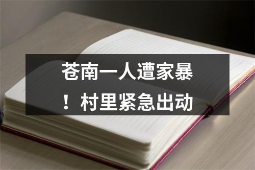 苍南一人遭家暴！村里紧急出动