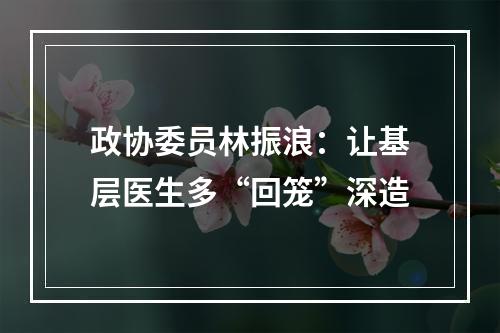 政协委员林振浪：让基层医生多“回笼”深造