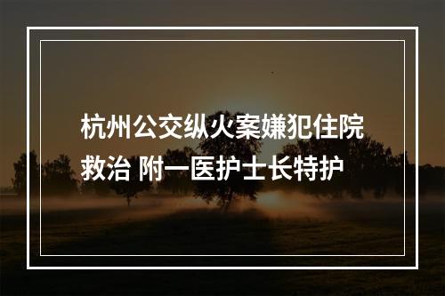 杭州公交纵火案嫌犯住院救治 附一医护士长特护