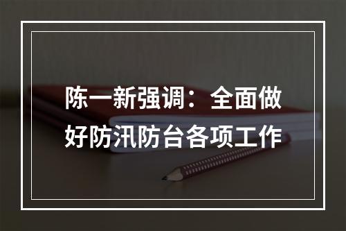 陈一新强调：全面做好防汛防台各项工作