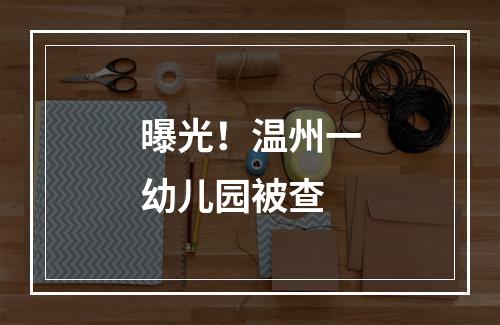 曝光！温州一幼儿园被查