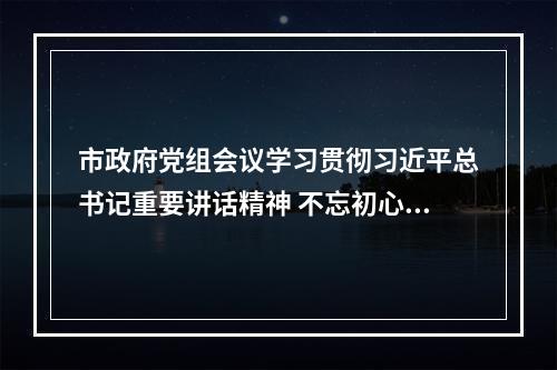 市政府党组会议学习贯彻习近平总书记重要讲话精神 不忘初心牢记使命奋进新征程