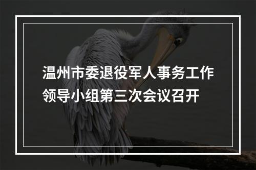 温州市委退役军人事务工作领导小组第三次会议召开