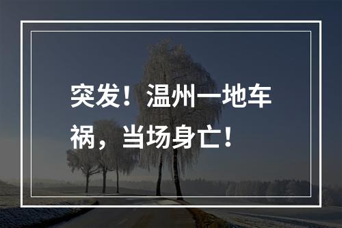 突发！温州一地车祸，当场身亡！
