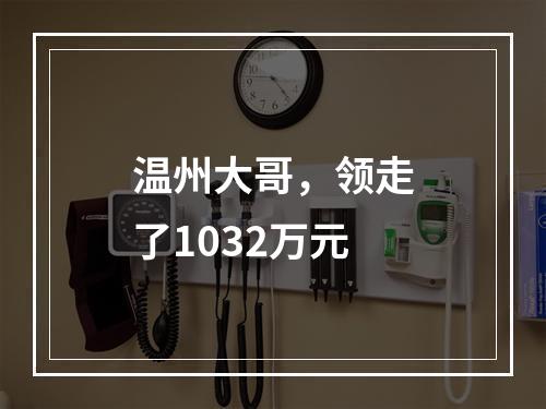 温州大哥，领走了1032万元