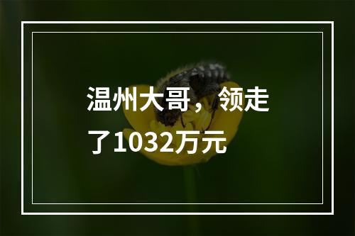 温州大哥，领走了1032万元