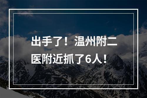 出手了！温州附二医附近抓了6人！