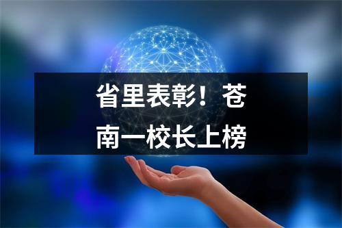 省里表彰！苍南一校长上榜