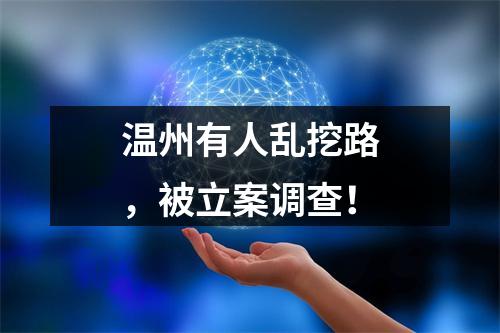 温州有人乱挖路，被立案调查！