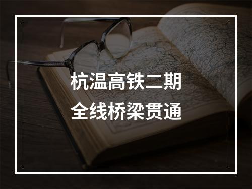 杭温高铁二期全线桥梁贯通