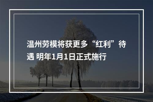 温州劳模将获更多“红利”待遇 明年1月1日正式施行
