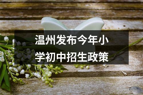 温州发布今年小学初中招生政策